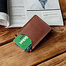 Затискач для грошей та карт з натуральної шкіри ручної роботи Simple коньячний. Купюр для грошей гаманець, фото 4