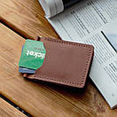 Затискач для грошей та карт з натуральної шкіри ручної роботи Simple коньячний. Купюр для грошей гаманець, фото 7