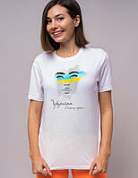 Новинка! Женская футболка с патриотическим принтом "Украина в моем сердце" белая r_330