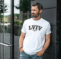 Новинка! Мужская футболка с патриотическим принтом "LVIV Ukraine 1256" белая r_330