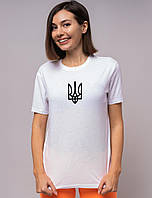 Новинка! Женская футболка с патриотическим принтом "Герб Украины" белая r_330