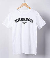 Новинка! Мужская футболка с патриотическим принтом "KHERSON Ukraine 1778" белая r_330