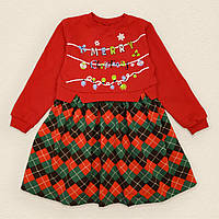 Плаття дитяче картате з тканини з начосом Dexters christmas 122 см червоне зелене (13154856 AG, код: 8329872