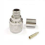 Роз'єм N type Male (тато, штекер) обтискний на кабель RG-8 RG-213 LMR400 SYV-50-7 7D-FB конектор N типу вилка, фото 3