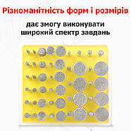 Набір алмазних насадок - 50 шт (фрези, шарошки) для Dremel / гравера - Ø3.17 mm - 120 Grit, фото 4