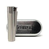 Clipper metal JET Silver Матовая Зажигалка