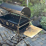 Мангал кований Декор 3мм на 12 шампурів з кришкою на колесах, фото 6