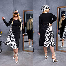 Літнє легке плаття з трикотажу рубчик із довгими рукавами батальні розміри, фото 5