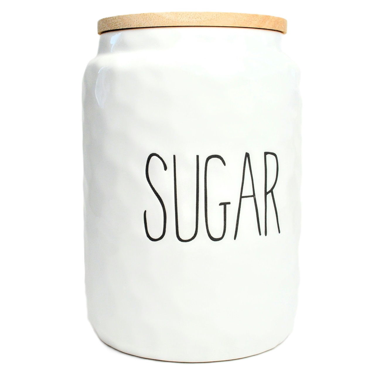 Банка для цукру BonaDi Bianco 1,9 л керамічна з бамбуковою кришкою, біла