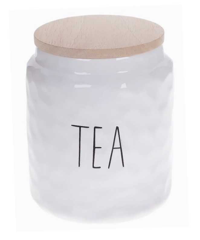 Банка для чаю BonaDi Bianco 1,5 л керамічна з бамбуковою кришкою, біла, фото 1