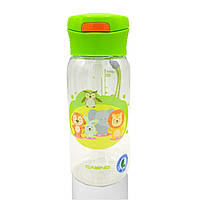 Бутылка для воды спортивная , бутылочка для спорта CASNO 400 мл KXN-1195 Зеленая (Малыши-зверята) с соломинкой