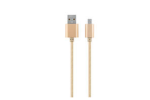 Кабель USB 2.0 (AM) - microUSB (B) 1м TRY Wire в матер'яному обплетенні золотистий