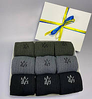 Новинка! Подарунковий бокс - набір чоловічих зимових теплих шкарпеток на 9 пар 41-45 р в подарунковій коробці із стрічкою