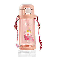 Бутылка для воды спортивная , бутылочка для спорта CASNO 690 мл KXN-1219 Розовая (Свинка) с соломинкой TRITAN