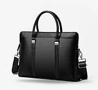 Новинка! Мужская кожаная сумка для документов черная деловая | Мужской деловой портфель А4 натуральная кожа