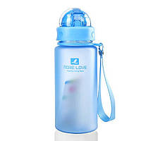 Пляшка для води CASNO 400 мл MX-5028 More Love Блакитна з соломинкою r_190