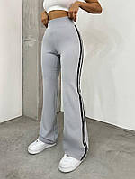 Женские летние повседневные штаны с лампасами. Размер: 42-44, 46-48, 50-52. Цвет: серый, беж.
