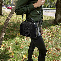 Новинка! Замшевая женская сумочка на плечо эко кожа рептилии черная, маленькая сумка для девушек