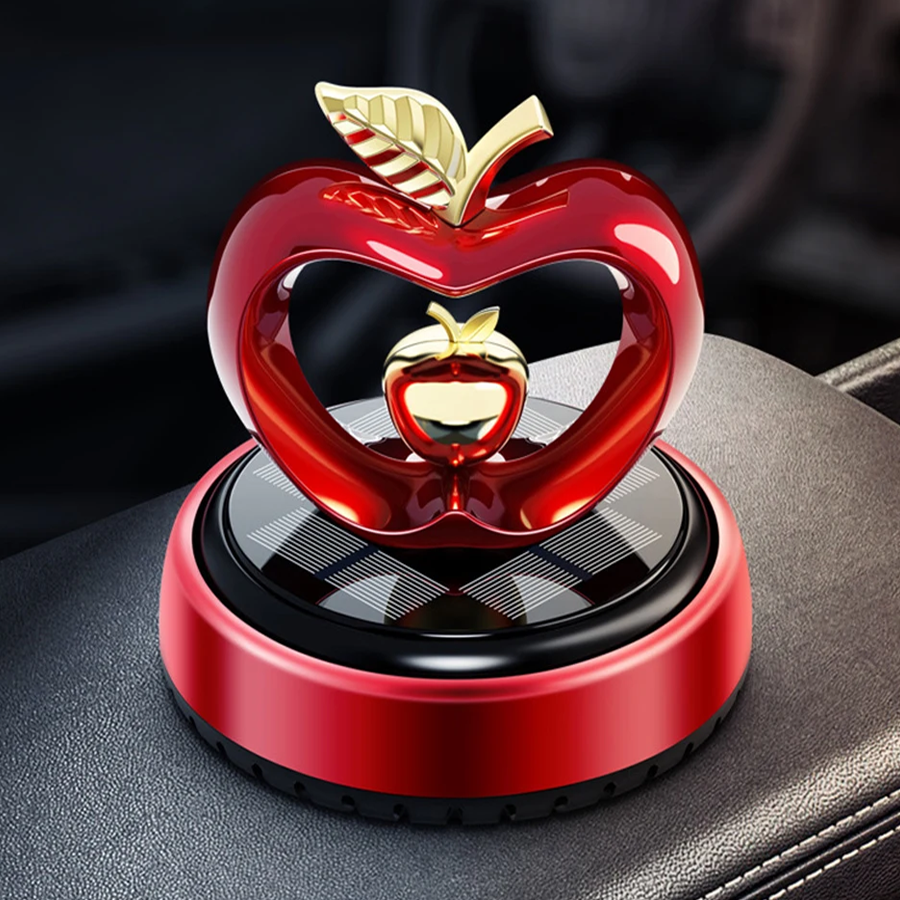 Ароматизатор на сонячних батареях в машині серце яблуко, червоний, фото 1