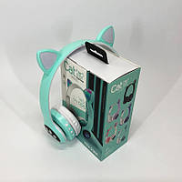 Детские беспроводные наушники с ушками Cat VZV 23M / Детские аудио наушники / Детские UE-788 наушники котик