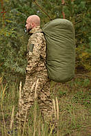 Военный баул рюкзак сумка 120 литров армейский для ВСУ - непромокаемая ОЛИВА / ХАККИ "UA/W"