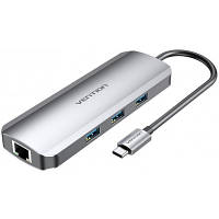 Концентратор Vention USB3.1 Type-C --> HDMI/USB 3.0x3/RJ45/SD/TF/TRRS 3.5mm/PD 10 TOLHB e