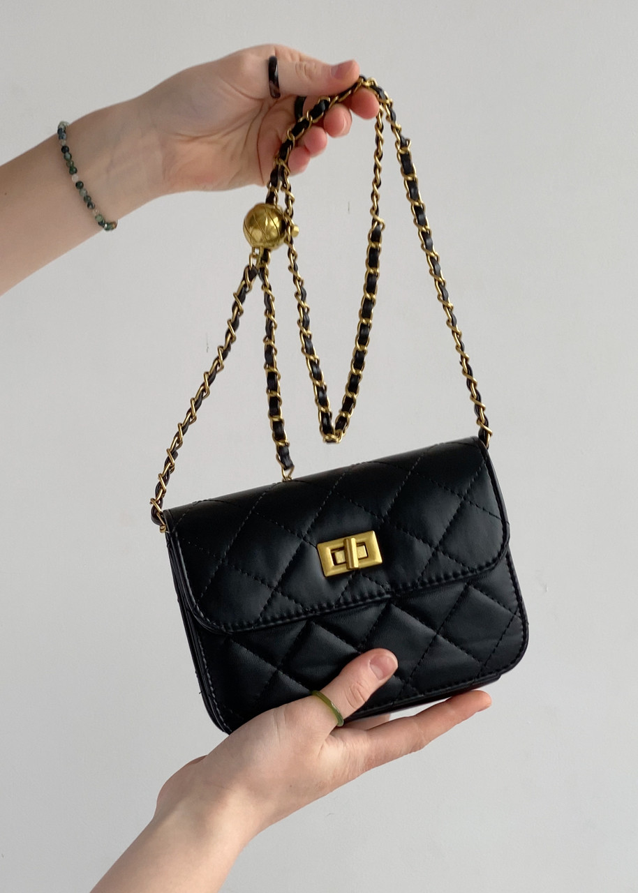 Жіноча сумка на ланцюжку крос-боді 7301 чорна, фото 1