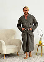 Мужской вафельный халат-кимоно 821N-2 Cosy темно-серый меланж L
