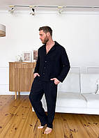 Мужская муслиновая пижама M160 Estet рубашка и брюки Cosy черный M
