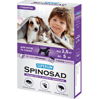 Таблетки для животных SUPERIUM Spinosad от блох для кошек и собак весом 2.5-5 кг 4823089337791 d