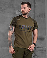 Тактична потовідвідна футболка Army хакі, чоловіча військова футболка з принтом Army темний мультикам зсу