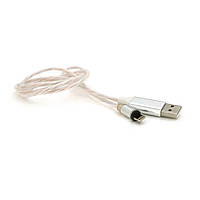 Магнитный кабель светящийся USB 2.0/Lighting, 1m, 2А, Silver, OEM m
