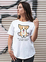 Новинка! Подарочная женская футболка с принтом "Любовь и Собака" белая