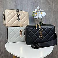 Якісна жіноча міні сумочка клатч YSL чорна екошкіра, стильна сумка на плече 2SH