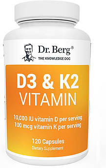 Вітаміни D3 і K2 преміумкласу Dr. Berg's Vitamin D3 K2 120 капсул