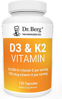 Витамины D3 и K2 премиум-класса Dr. Berg's Vitamin D3 K2 120 капсул