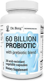 Пробіотична домішка преміумкласу Dr. Berg's 60 Billion Probiotic 30 капсул