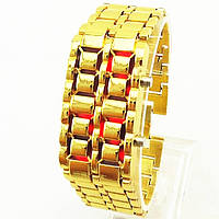 Часы-браслет Iron Samurai, Айрон Самурай золотистый с красными светодиодами ( код: IBW012YR ) VCT