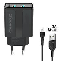 Зарядное устройство Grand-X CH-15UMB (5V/2,1A + DC cable 2,4А USB -> Micro USB 1m) Black (CH-15UMB) zb