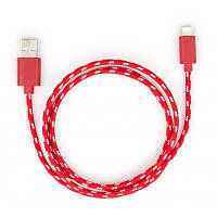 Дата кабель USB 2.0 AM to Lightning 2color nylon 1m red Vinga (VCPDCLNB31R) zb