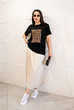 📌 Жіноча стильна футболка з принтом леопард, вільного крою, бавовна кулір, повсякденна | Норма та батал, фото 2