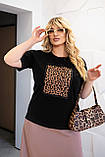 📌 Жіноча стильна футболка з принтом леопард, вільного крою, бавовна кулір, повсякденна | Норма та батал, фото 9