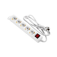 Сетевой удлинитель 2E 5XSchuko з вимикачем,1.5м, white (2E-U05ESM1.5) zb