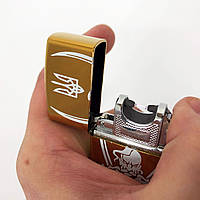 Дуговая электроимпульсная USB зажигалка Украина (металлическая коробка) HL-449. LQ-994 Цвет: золотой