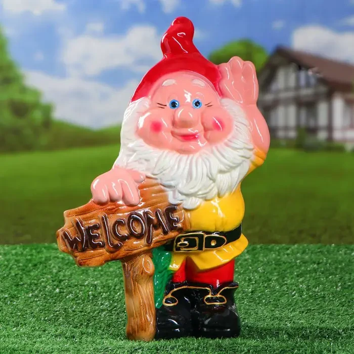 Садовий гном з табличкою welcome 35 см кераміка
