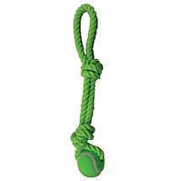 Игрушка для собак канат с двумя узлами и мячом 40 см. Croci JUICE зеленая
