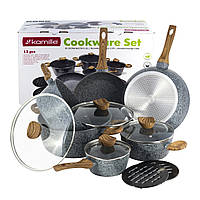 Набор посуды для индукционных плит 12 предметов Kamille подарок кухонный набор кастрюль и сковорода KEP