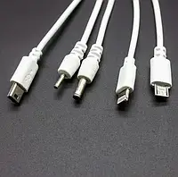 Шнур 5в1 USB U7 (пружина) белый зарядный кабель телефона провод для зарядки универсальный lighting microusb m