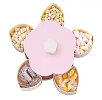 Органайзер для сладостей Flower shap 3 яруса с подставкой телефона менажница конфетница шкатулка для кофет m
