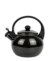 Чайник со свистком эмалированный с двойным дном 2,2 л Kamille Качественный чайник на газ и индукцию Черный KEP